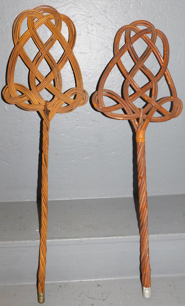 Two Wicker Rug Beaters: Two Wicker Rug Beaters. 32 1/2" Long "ALL DESCRIPTIONS AND ANY CONDITION STATEMENT GIVEN BY LANGSTON AUCTION GALLERY ARE STRICTLY OPINIONS AND LANGSTON'S SHALL HAVE NO RESPONSIBILITY FOR ERRORS OR OMI