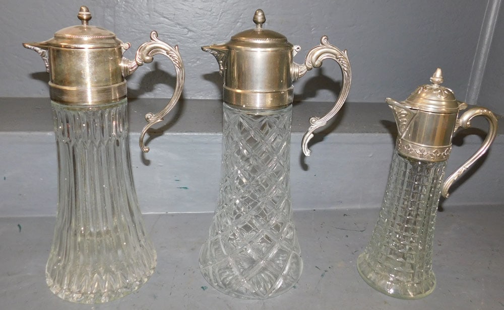 Three Silver Plate & Glass Pitchers (1 of 5)