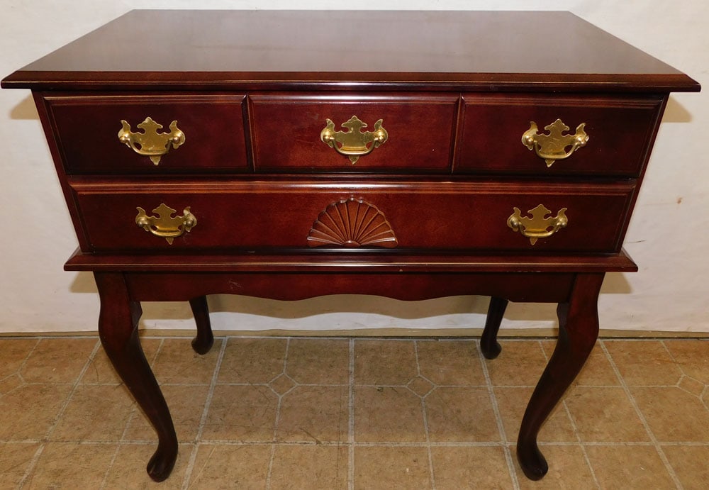 Cherry Queen Ann Style Two Drawer Low Boy (1 of 4)