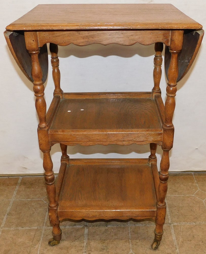 Oak Three Tier Drop Leaf Stand (1 of 3)