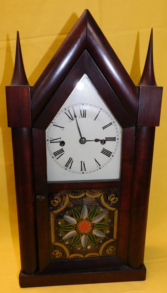 Antique Mahogany Steeple Shelf Clock (1 of 5)