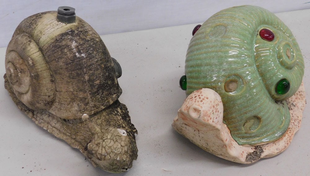 Snail Form Sprinkler & Pottery Snail Yard Ornament (1 of 4)