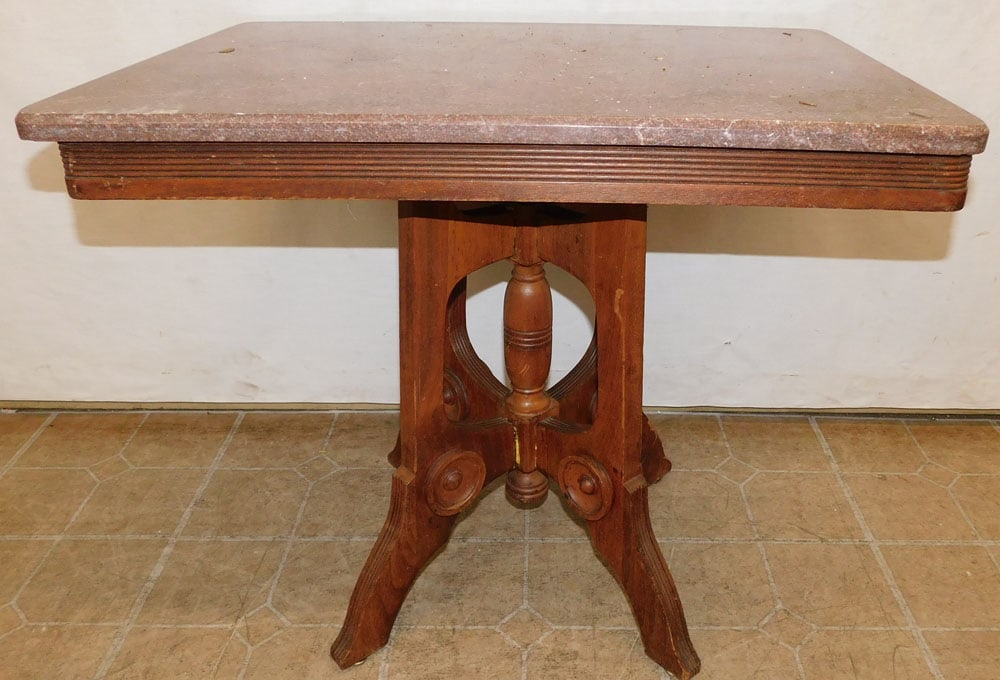 Victorian Walnut Marble Top Table (1 of 4)