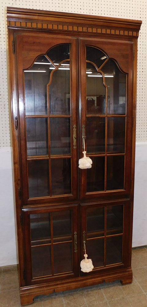 Cherry Lighted Four Door Curio Cabinet (1 of 6)