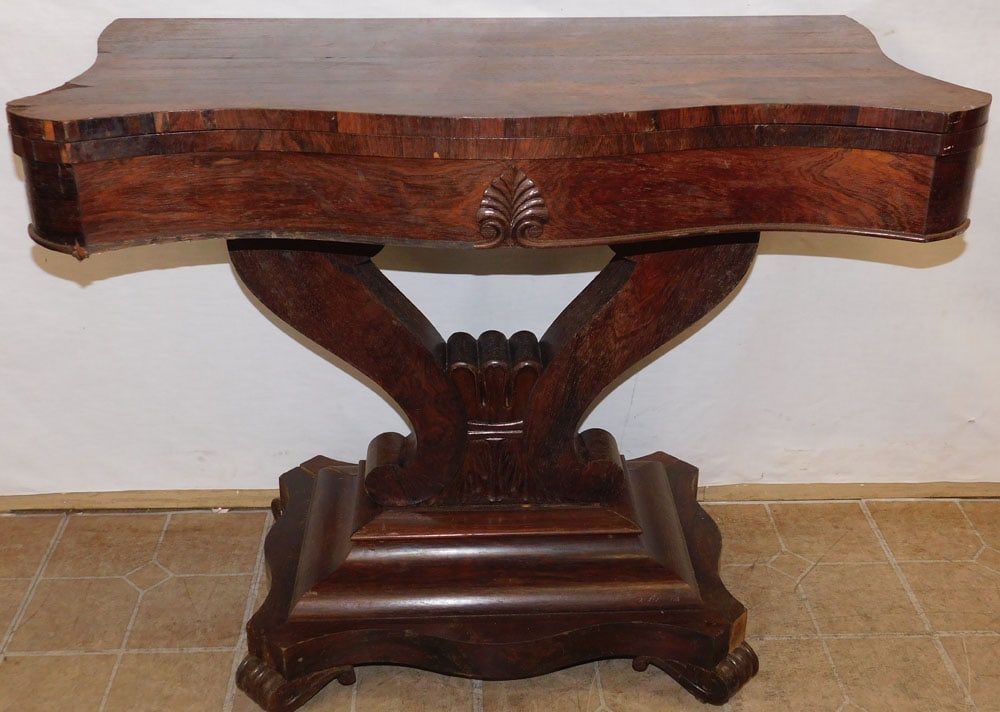 Antique Rosewood Fold Over Top Game Table (1 of 9)