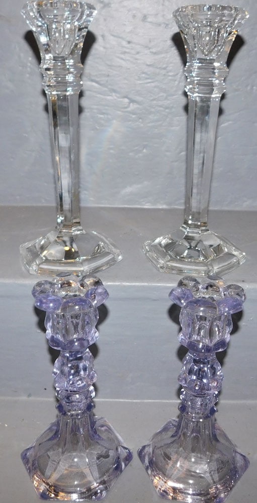 Two Pair Glass Candlesticks (1 of 3)