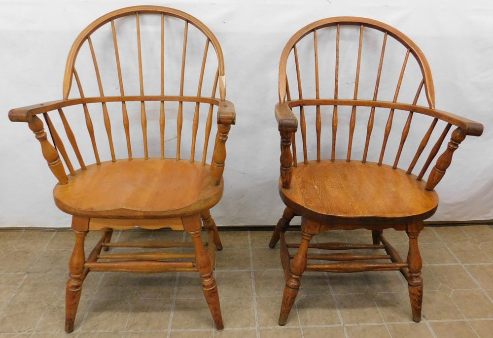 One Maple & One Oak Windsor Style Arm Chairs (1 of 4)