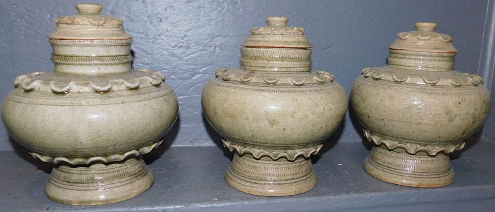 Three Pottery Covered Urns (1 of 4)