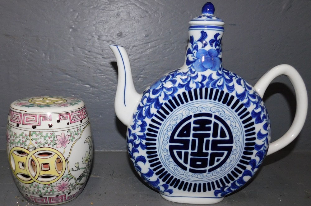 Oriental Porcelain Pitcher & Miniature Garden Seat (1 of 6)