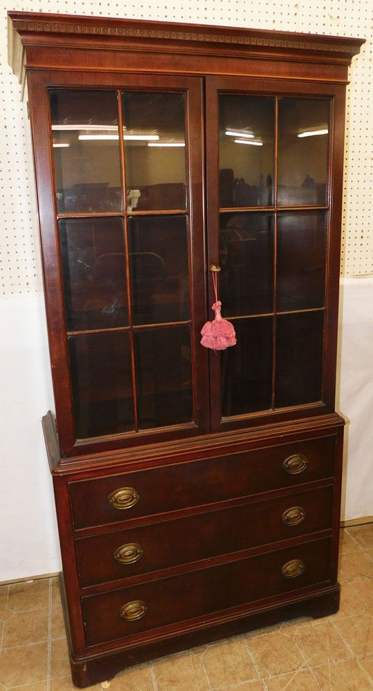 Mahogany Glass Door China Cabinet (1 of 3)