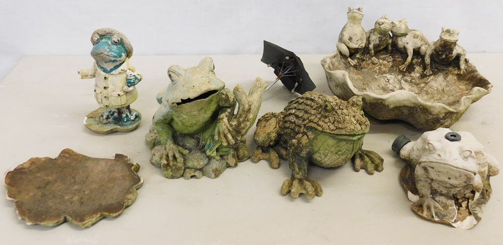 Lot Decorative Yard Items: Lot Decorative Yard Items. "ALL DESCRIPTIONS AND ANY CONDITION STATEMENT GIVEN BY LANGSTON AUCTION GALLERY ARE STRICTLY OPINIONS AND LANGSTON'S SHALL HAVE NO RESPONSIBILITY FOR ERRORS OR OMISSIONS. TH