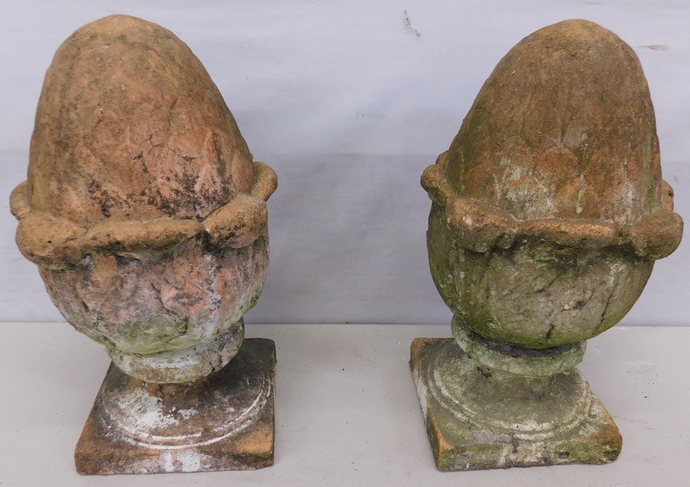 Pair Ceramic Decorative Yard Acorn Finials (1 of 4)