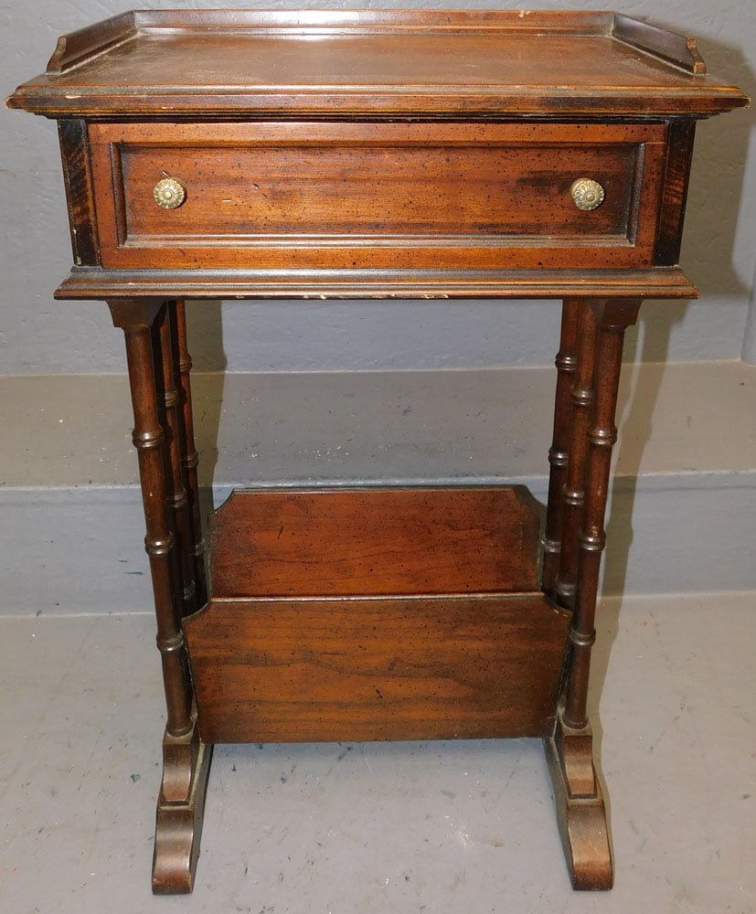 Cherry One Drawer Stand By Brandt: Cherry One Drawer Stand By Brandt. 14 3/4" W 8 3/4" D 23 1/4" H "ALL DESCRIPTIONS AND ANY CONDITION STATEMENT GIVEN BY LANGSTON AUCTION GALLERY ARE STRICTLY OPINIONS AND LANGSTON'S SHALL HAVE NO RESPO