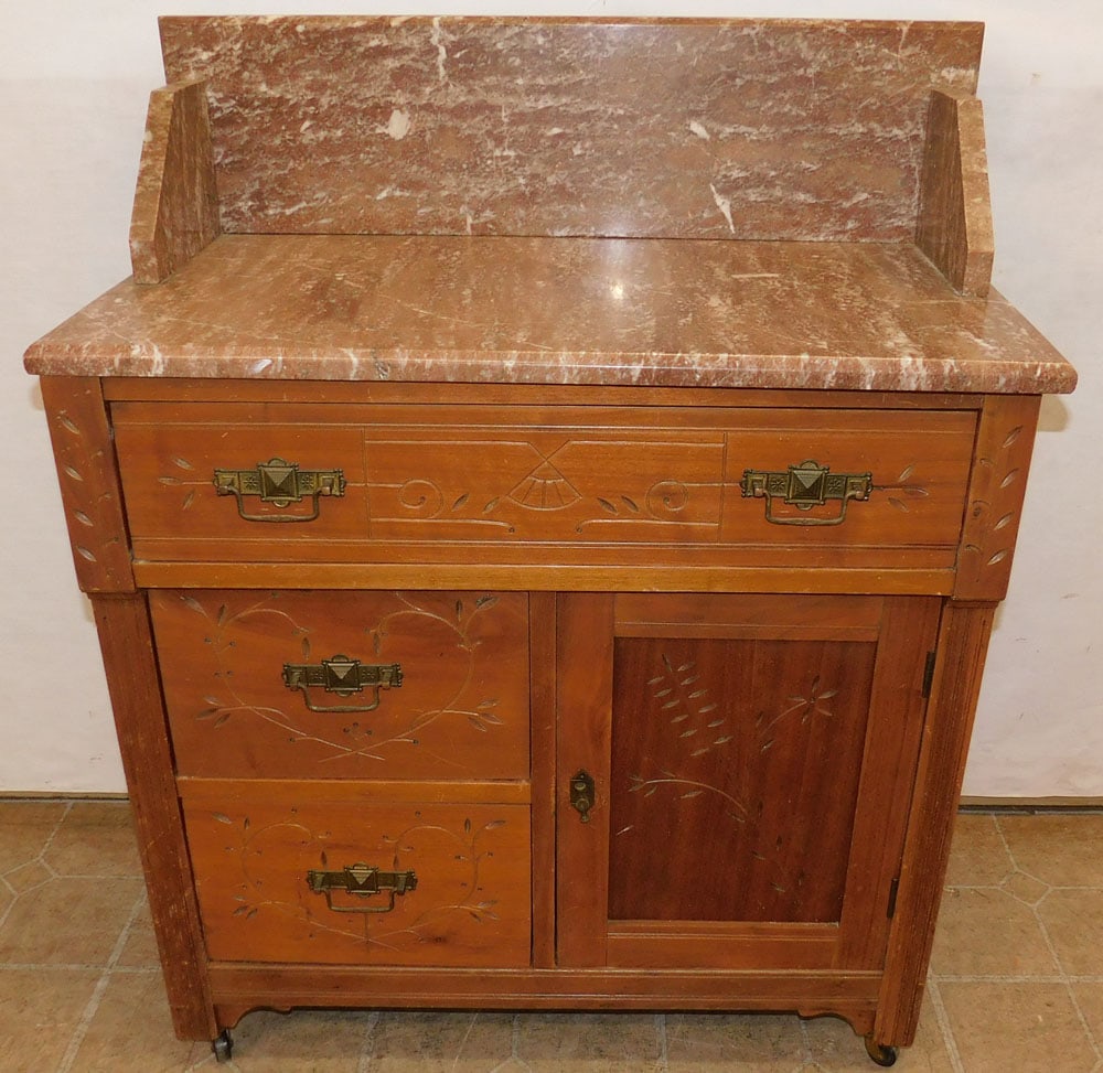 Victorian Walnut Marble Top Wash Stand (1 of 6)