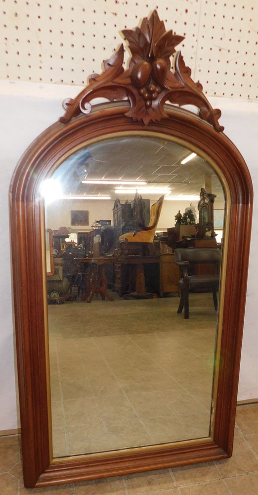 Victorian Walnut Carved Framed Mirror (1 of 3)