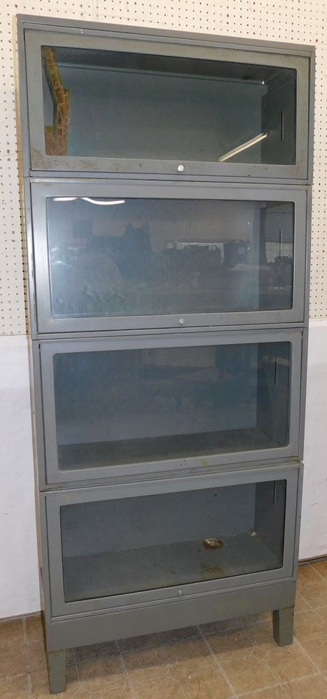 Painted Metal Glass Door Four Section Lawyers Bookcase By Art Metal (1 of 6)