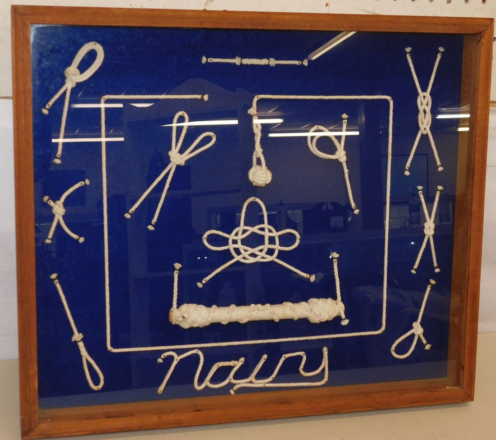 Nautical Knots In Showcase: Nautical Knots In Showcase. 24" X 20 1/2" "ALL DESCRIPTIONS AND ANY CONDITION STATEMENT GIVEN BY LANGSTON AUCTION GALLERY ARE STRICTLY OPINIONS AND LANGSTON'S SHALL HAVE NO RESPONSIBILITY FOR ERRORS O