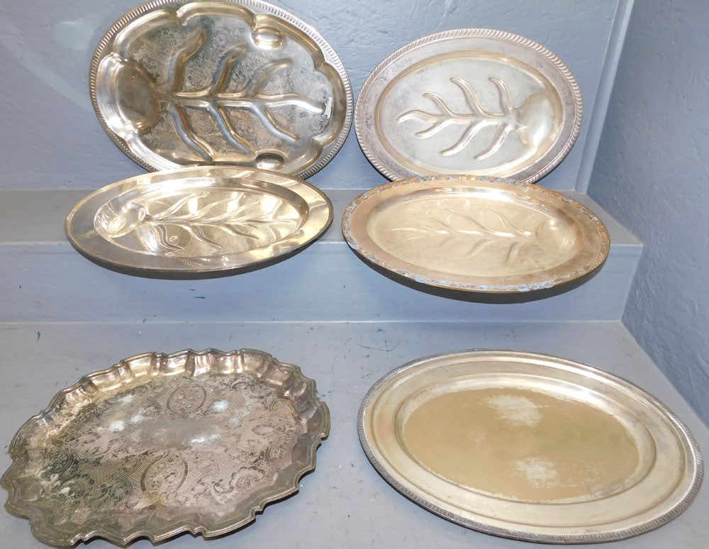 Lot 6 Silver Plate Serving Trays (1 of 2)