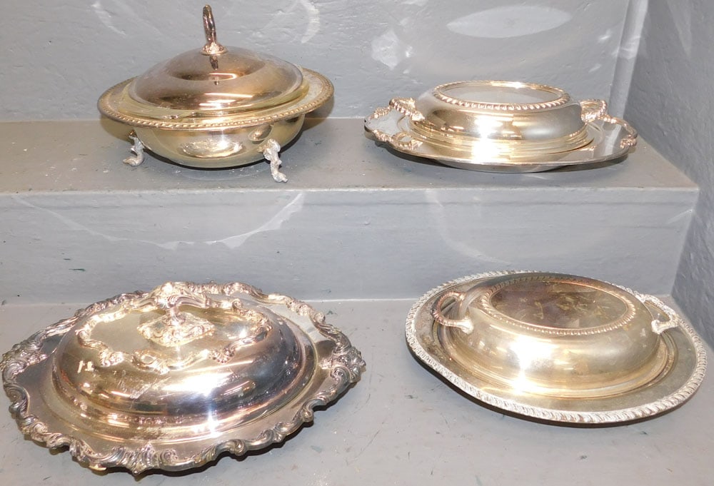 Lot Three Silver Plate Covered Dishes (1 of 5)