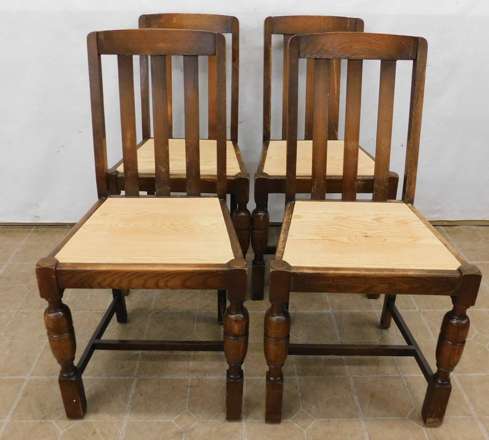 Set Four Antique Oak Dining Chairs (1 of 2)