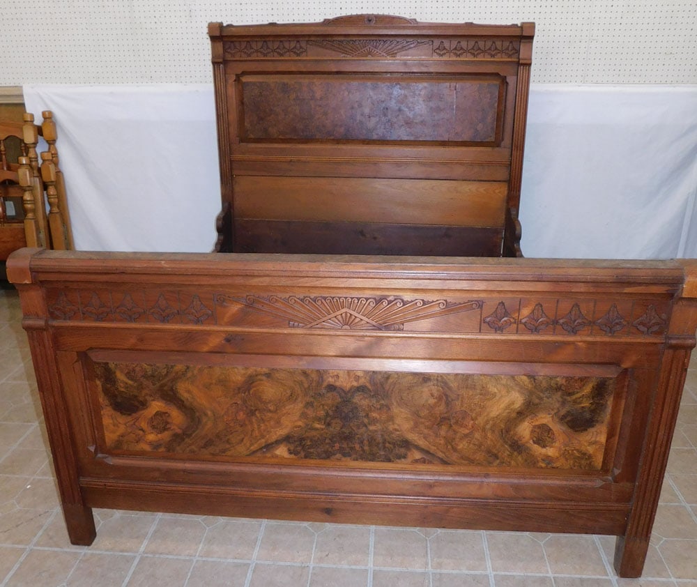 Victorian Walnut Full Size Bed With Rails (1 of 5)