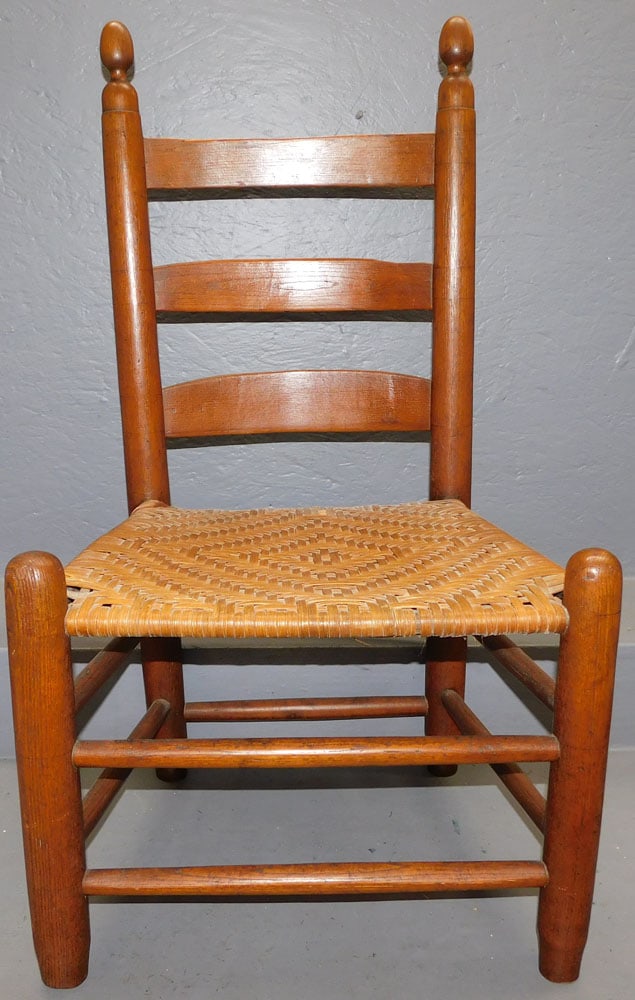 Antique Oak Ladderback Side Chair (1 of 3)