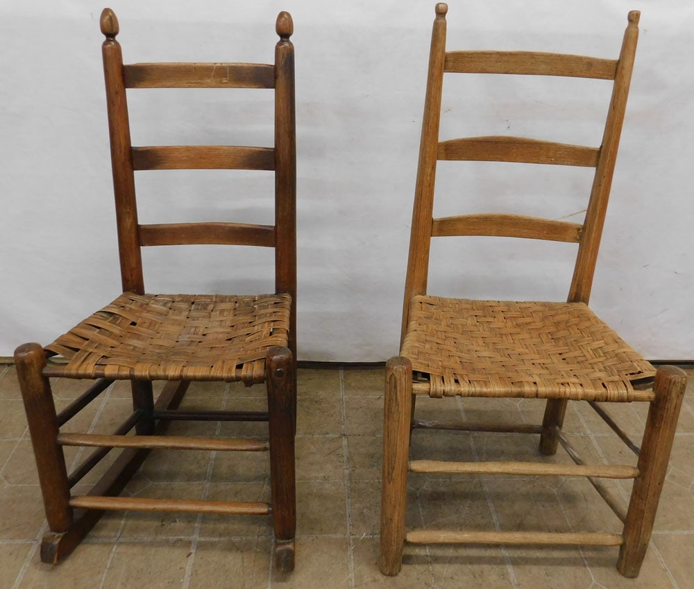 Two 19th C Oak Ladderback Chairs (1 of 5)