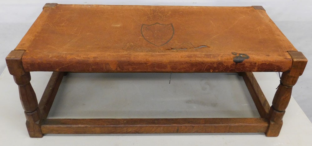 Walnut Stretcher Base Leather Top Bench (1 of 4)