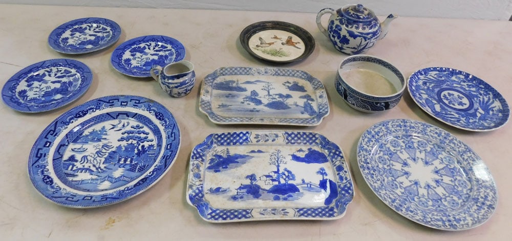 Lot of Blue & White Oriental Porcelain Items
