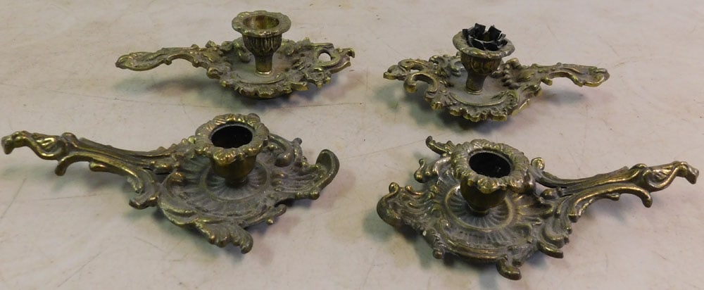 Lot of Cast Brass Candlesticks: Lot of Cast Brass Candlesticks . ALL DESCRIPTIONS AND ANY CONDITION STATEMENT GIVEN BY LANGSTON AUCTION GALLERY ARE STRICTLY OPINIONS AND LANGSTON'S SHALL HAVE NO RESPONSIBILITY FOR ERRORS OR OMISSION