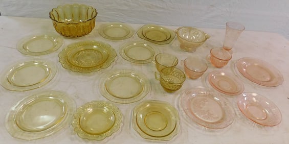 Lot of Mixed Depression Glass