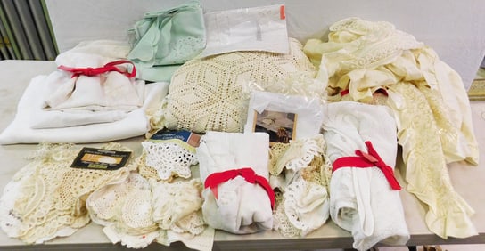 Lot of Crocheted Coverlets & Linens