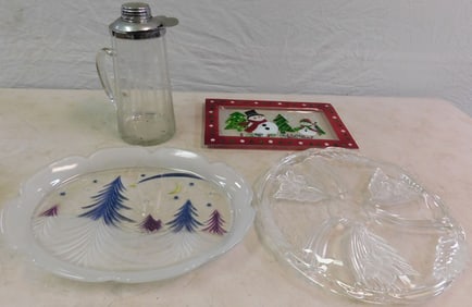 Lot of Glass Trays & Pitcher
