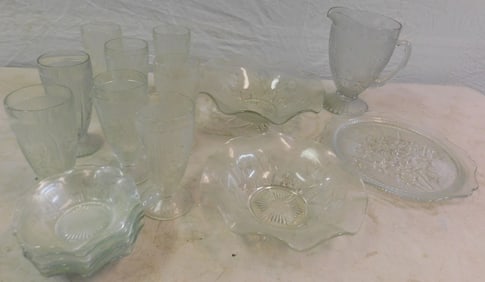 Lot of Clear Iris & Herringbone Glass