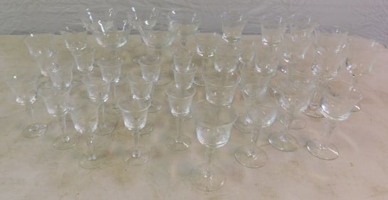 Lot of Etched Glass Stemware