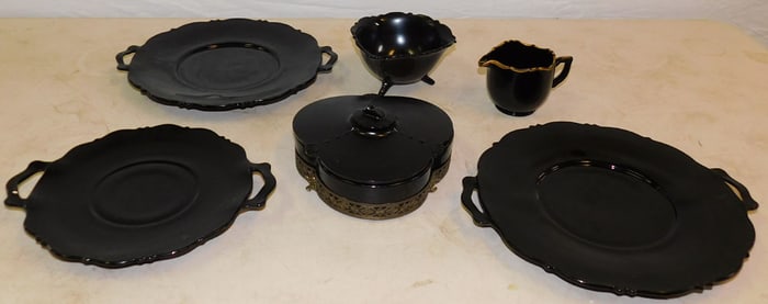 Lot of Black Onyx Glass Items