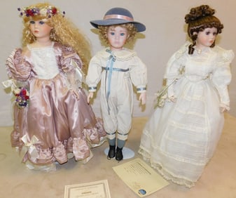 2 Large Artisan Crafted Dolls in Boxes & Palmary Collection Tree Heart Doll in Box