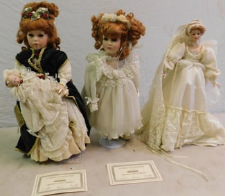 3 Large Artisan Crafted Dolls in Boxes