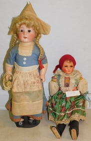 German Bisque Head Doll, (Restored) & Vintage Czechoslovakian Doll