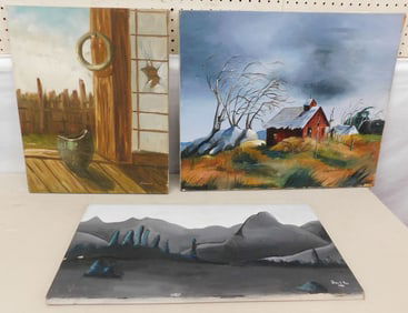 3 Unframed Oil on Canvas