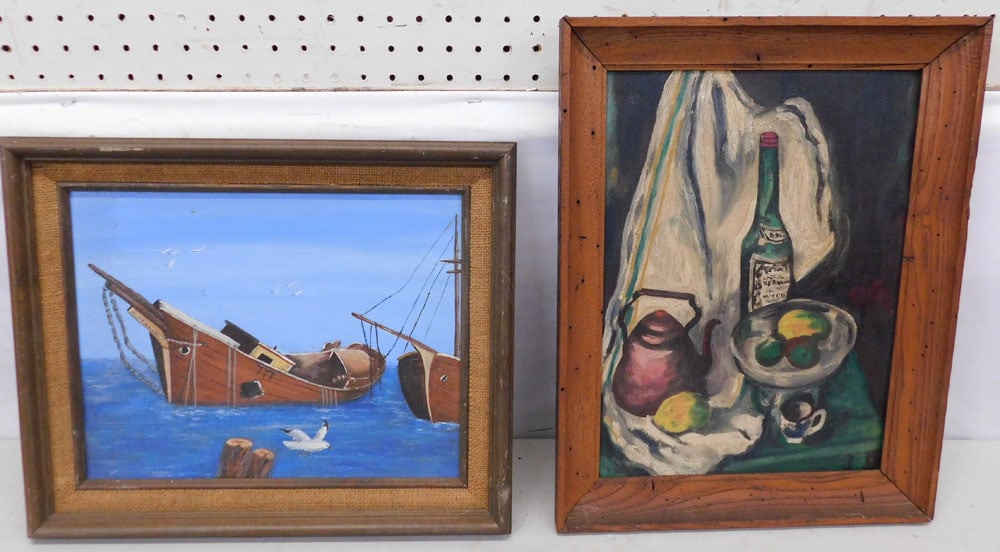 2 Framed Oil on Boards: 2 Framed Oil on Boards . Up to: 14 1/2" x 18 1/2" ALL DESCRIPTIONS AND ANY CONDITION STATEMENT GIVEN BY LANGSTON AUCTION GALLERY ARE STRICTLY OPINIONS AND LANGSTON'S SHALL HAVE NO RESPONSIBILITY FOR E