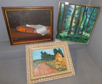 2 Framed Oil on Boards & 1 Oil on Canvas