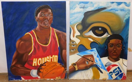 2 Unframed Oil on Canvas Signed