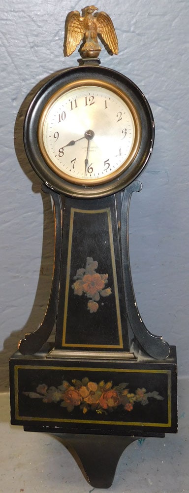 Seth Thomas Banjo Clock: Seth Thomas Banjo Clock. 19" H ALL DESCRIPTIONS AND ANY CONDITION STATEMENT GIVEN BY LANGSTON AUCTION GALLERY ARE STRICTLY OPINIONS AND LANGSTON'S SHALL HAVE NO RESPONSIBILITY FOR ERRORS OR OMISSIONS.