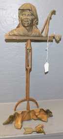 Cast Iron Pirate Head Table Top Stand, (As Is)