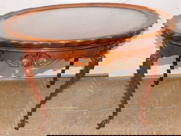 Carved Walnut Tray Top Tea Table