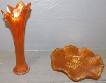 2 Pieces of Carnival Glass