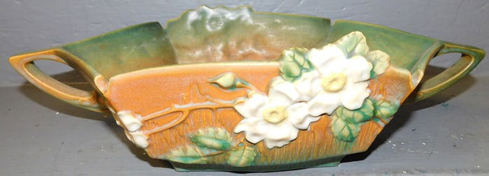 Roseville White Rose 2 Handled Bowl