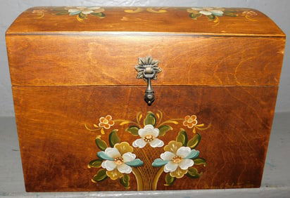 Paint Decorated Dome Top Wood Box