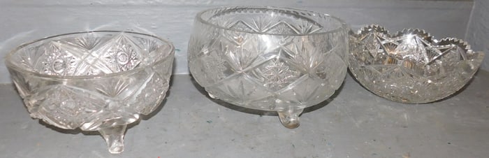 3 Cut Glass Bowls